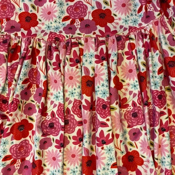 Mila & Rose Secret Garden 3/4 Sleeves Pink and Red Floral Twirl Dress - Picture 5 of 5